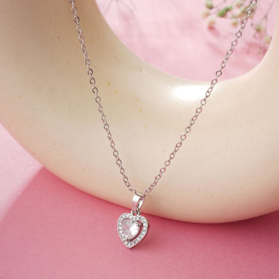 Sparkling Silver Heart Pendant Chain for Girls Women|Birthday Anniversary Gift