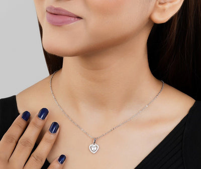 Sparkling Silver Heart Pendant Chain for Girls Women|Birthday Anniversary Gift - Second Image