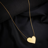 BISHTY Black Heart shaped Gold platedReversible pendant necklace chain