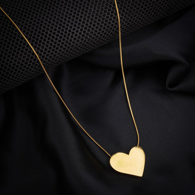 BISHTY Black Heart shaped Gold platedReversible pendant necklace chain - Second Image