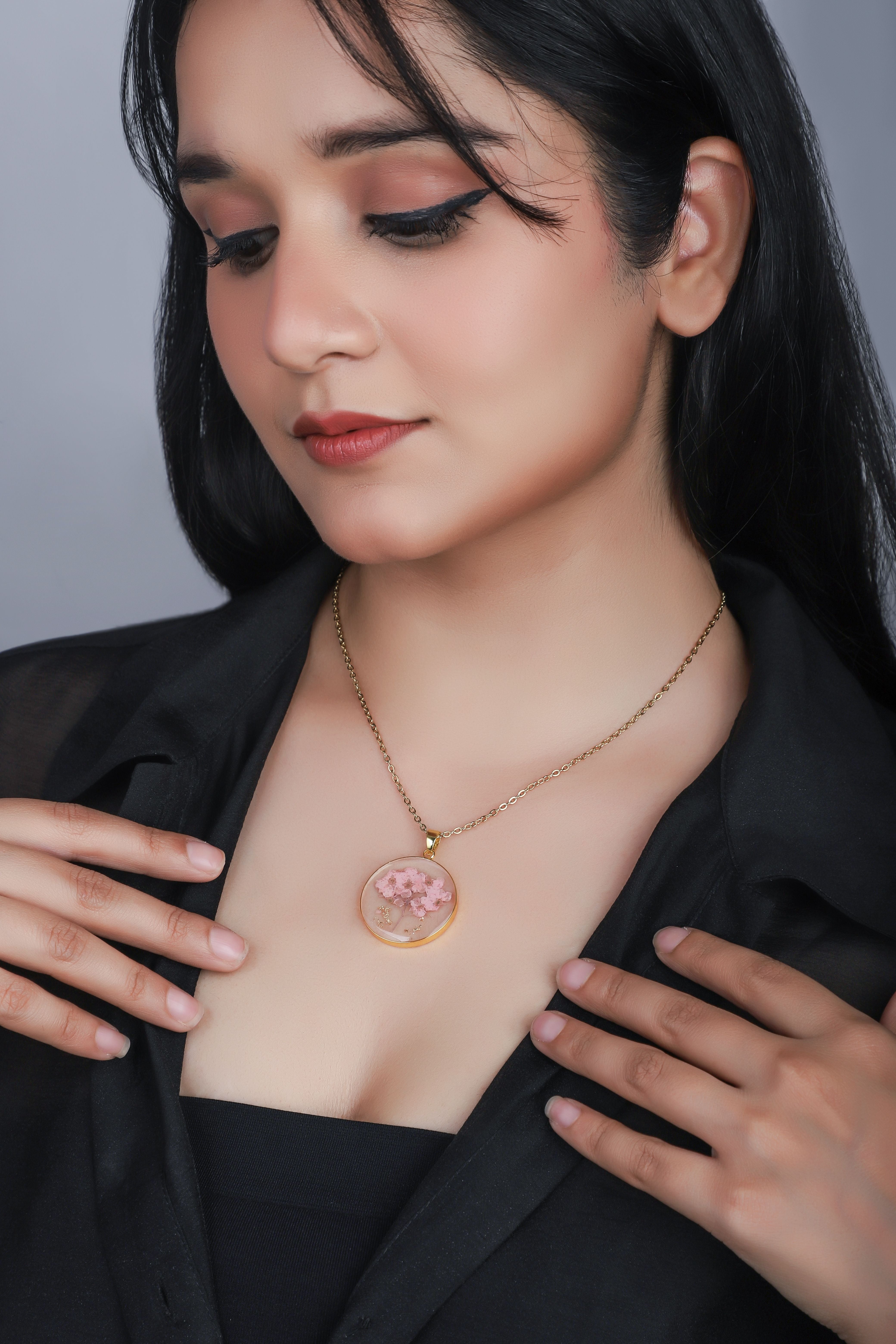 Dried Resin Real Flower Pendant chain for girls | Anniversary Gift | Birthday Gift