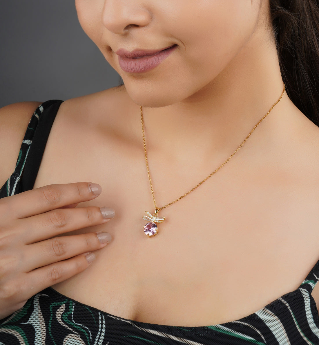 Pink Stone Anti Tarnish Anti Allergic Skin Safe chain girls women