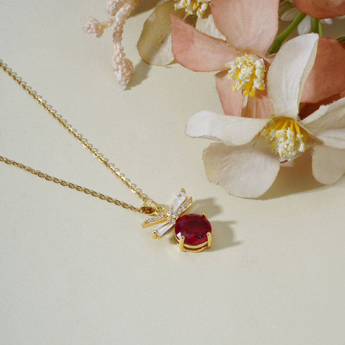 Red Stone Anti Tarnish Anti Allergic Skin Safe chain girls