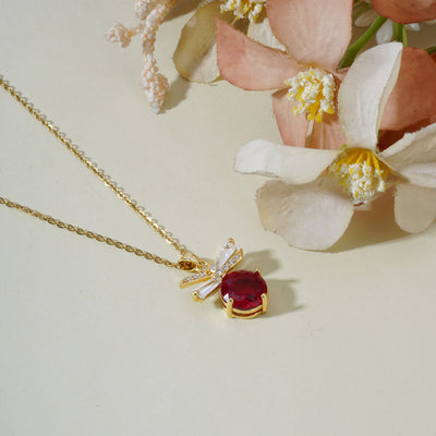 Red Stone Anti Tarnish Anti Allergic Skin Safe chain girls - Second Image