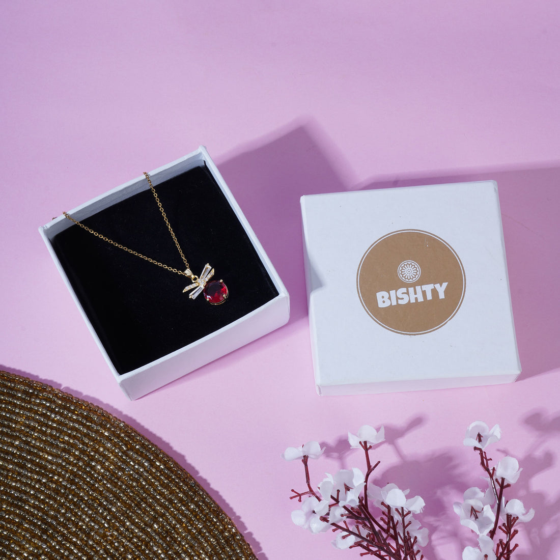 Red Stone Anti Tarnish Anti Allergic Skin Safe chain girls