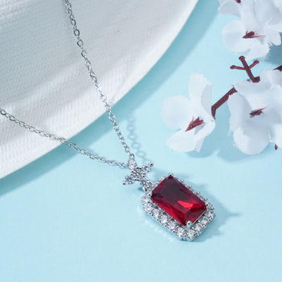 Elegant Red Stone Anti Tarnish Anti Allergic Skin Safe chain girls women - Second Image