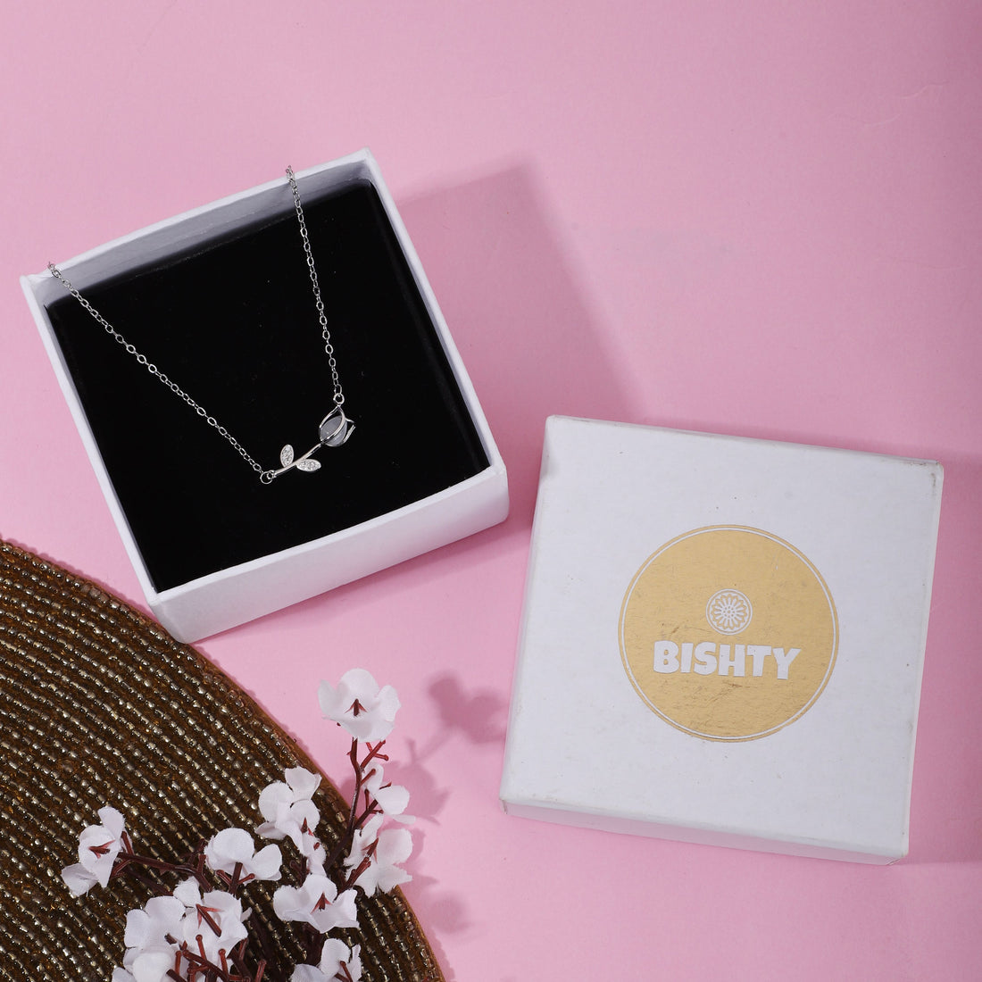 Rose Pendant Chain for Girls Women|Silver Plated|Anniversary Gift|