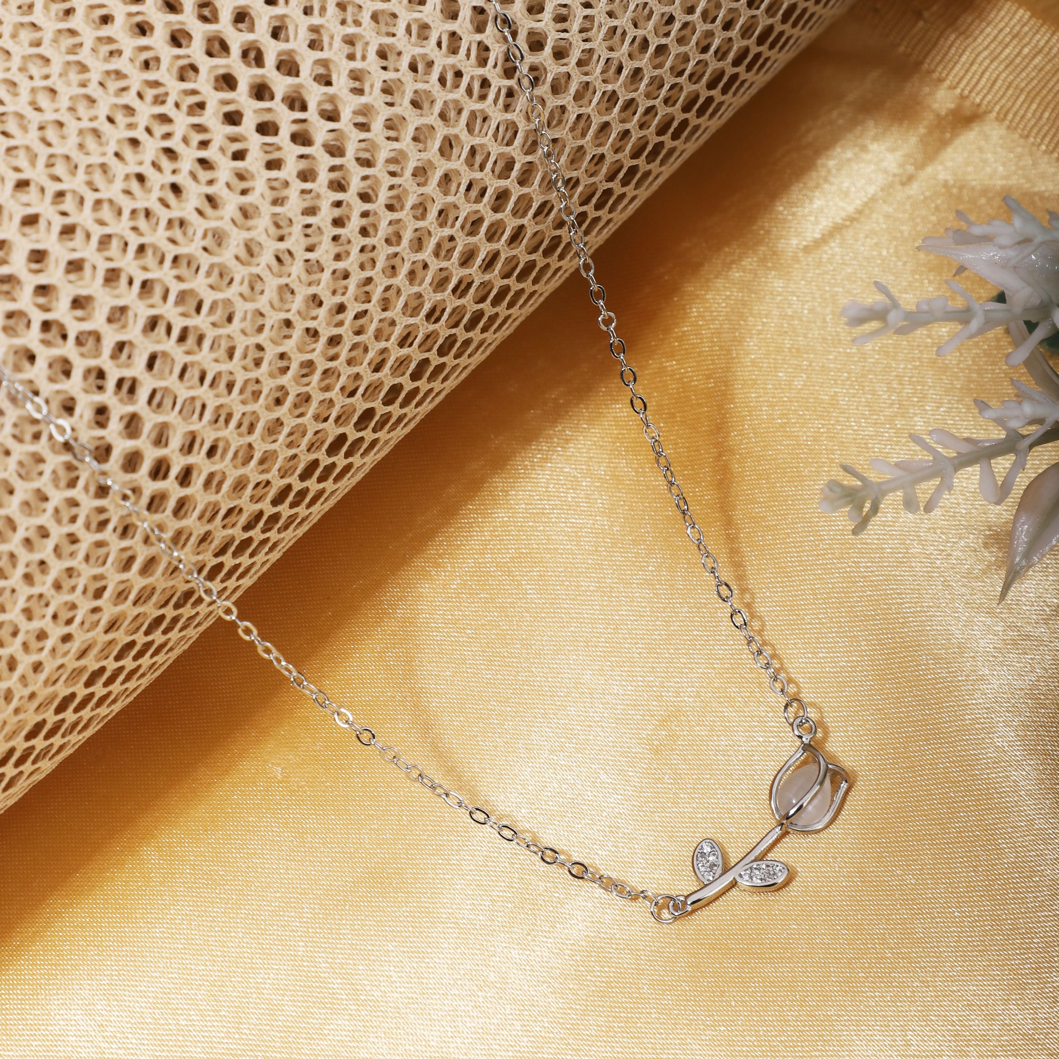 Rose Pendant Chain for Girls Women|Silver Plated|Anniversary Gift|