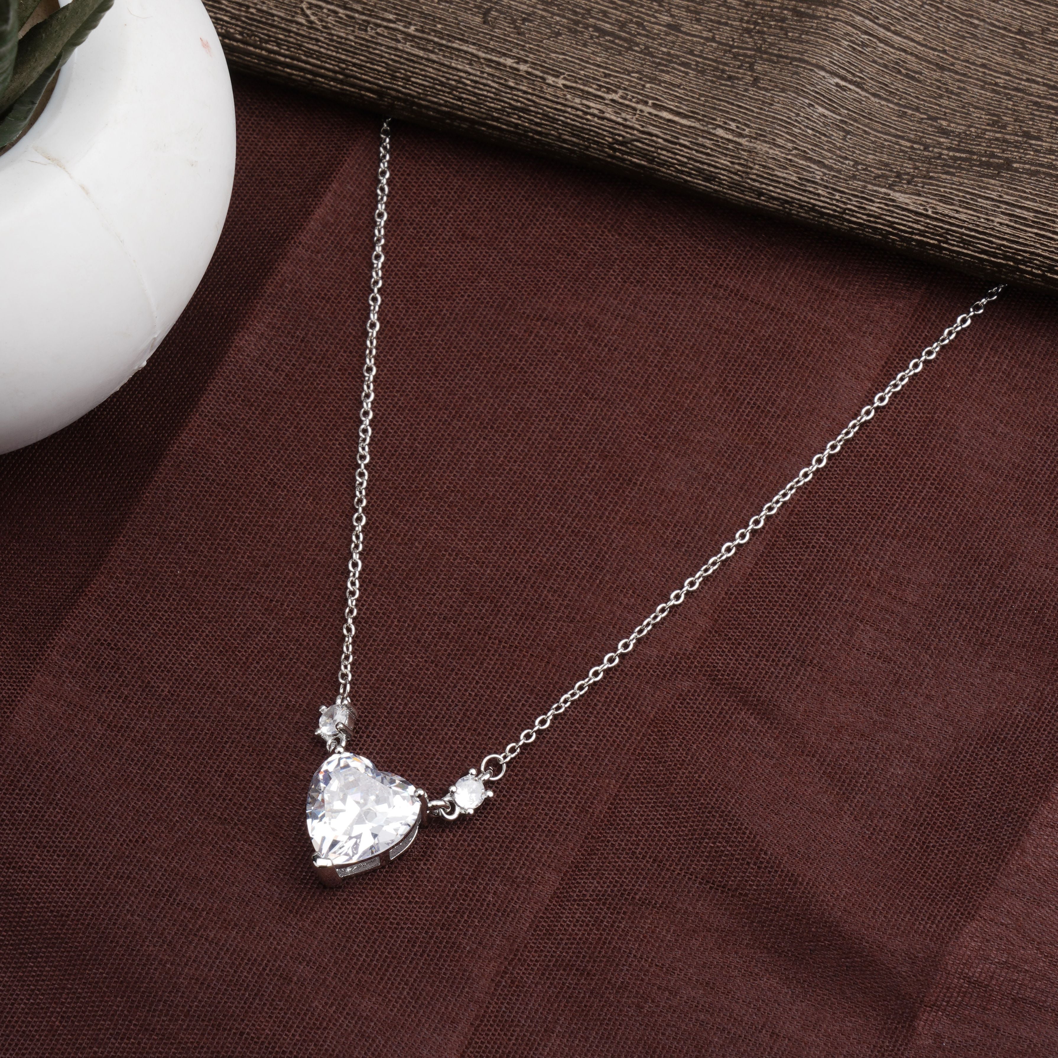 Trendy Silver Heart pendant chain for girls | Birthday Gift | Skin Safe