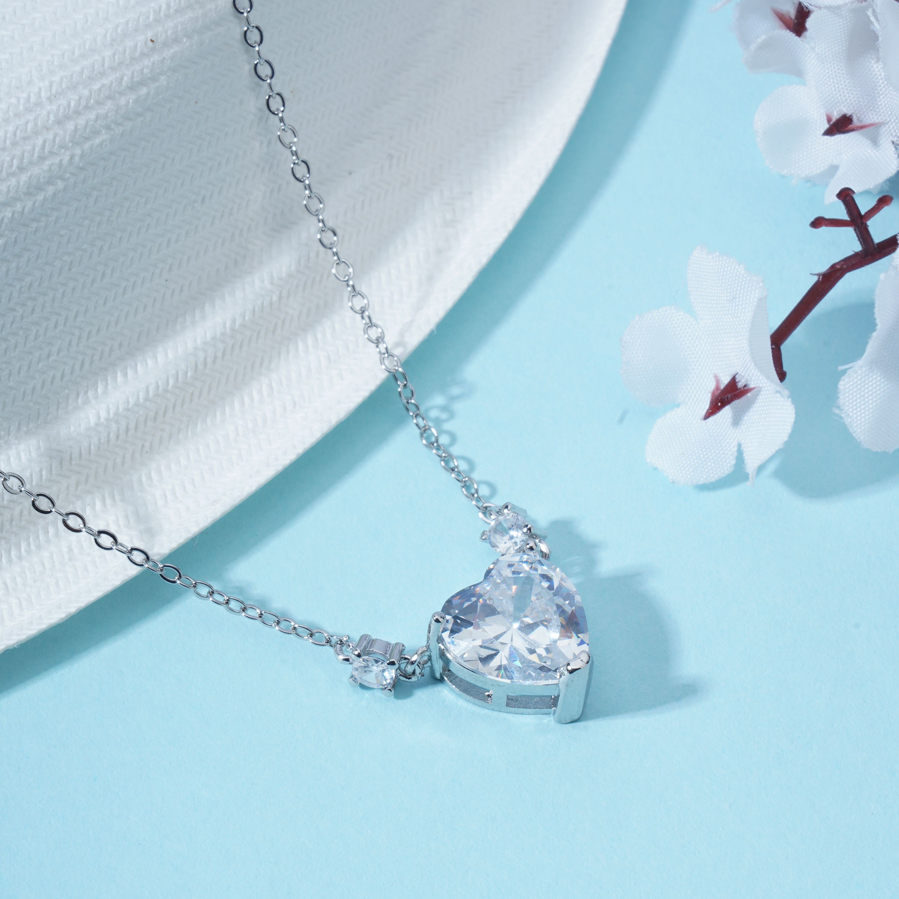 Trendy Silver Heart pendant chain for girls | Birthday Gift | Skin Safe