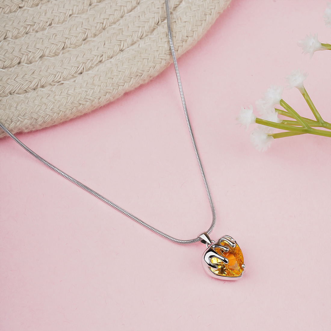 Pink Heart Pendant Chain for Girls|Valentine's day gifts| Stylish Delicate Chain