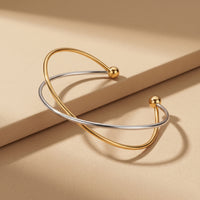 Gold & Silver Plated Stackable X-Shape Open Bracelet for Women