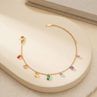 Stylish Gold Toned Adjustable Bracelet with Mixed Crystal Charms
