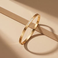 Elegant Gold Toned Party Wear Kada with Crystal Detail for Girls