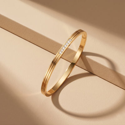 Elegant Gold Toned Party Wear Kada with Crystal Detail for Girls