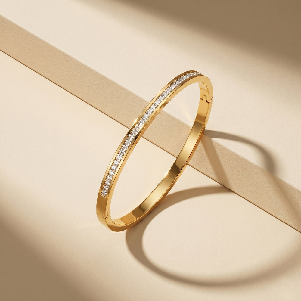Elegant Gold Toned Crystal Kada for Party & Wedding Wear