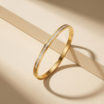 Elegant Gold Toned Crystal Kada for Party & Wedding Wear - Second Image