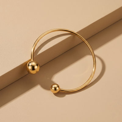 Modern High-Polish Gold Geometric Open Bangle Jewellery for part wear - Second Image