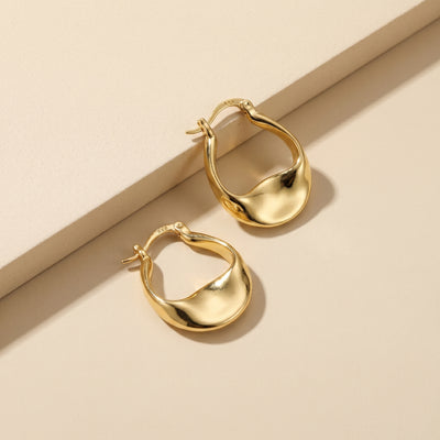 Classic Gold Plated Twisted Chunky Hoop Earrings