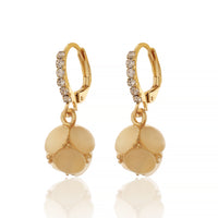 Modern Gold Plated Earrings with Round Peach Cat Eye Gemstone