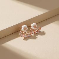 Stunning Rose Gold Plated Floral with White Enamel Flowers and Cubic Zirconia