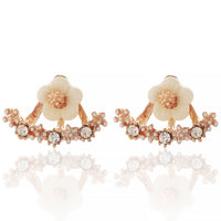 Stunning Rose Gold Plated Floral with White Enamel Flowers and Cubic Zirconia