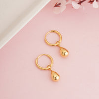 Minimalist Gold Plated High-Shine Teardrop Dangle Hoop Earrings for Women