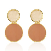 Modern Gold Plated Dual-Tone Circular Drop Earrings in Nude and Tan for Western Outfits