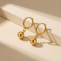 Minimalist Gold Plated Polished Ball Drop Huggie Hoop Earrings for Modern