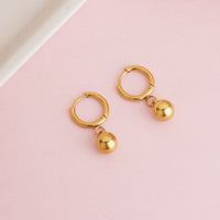 Minimalist Gold Plated Polished Ball Drop Huggie Hoop Earrings for Modern
