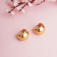 Classic Gold Plated High-Polish Chunky Dome Huggie Hoop Earrings for Everyday