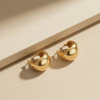 Classic Gold Plated High-Polish Chunky Dome Huggie Hoop Earrings for Everyday
