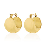 Classic Gold Plated High-Polish Chunky Dome Huggie Hoop Earrings for Everyday