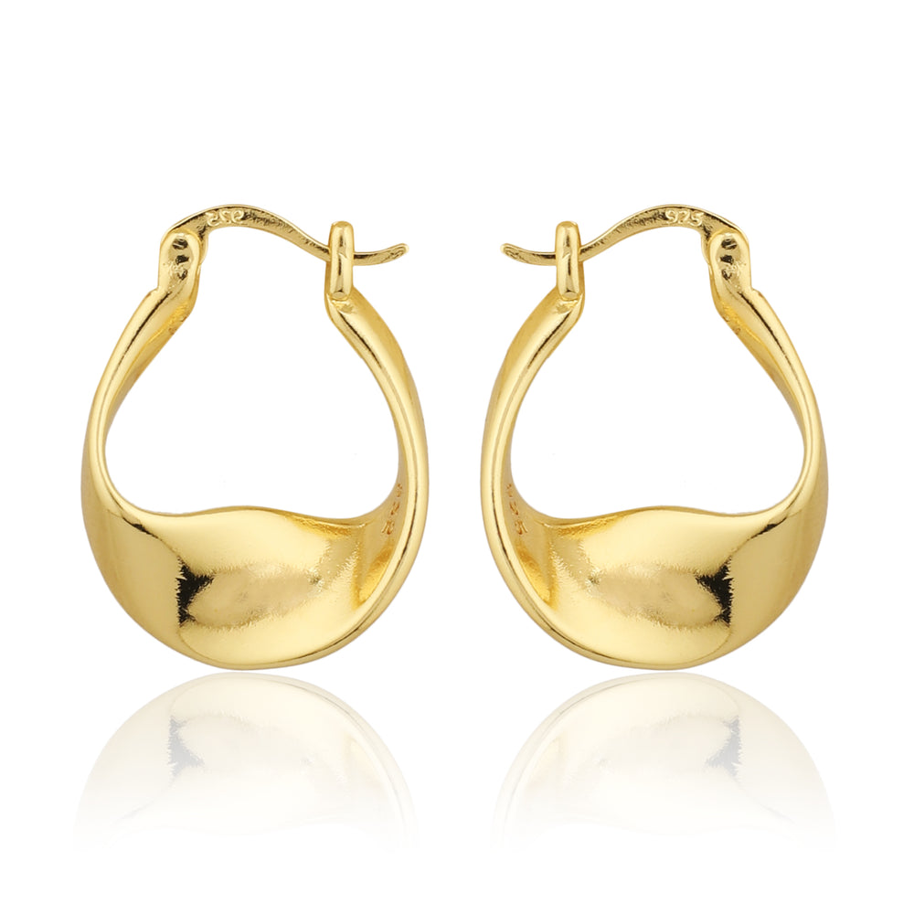 Classic Gold Plated Twisted Chunky Hoop Earrings