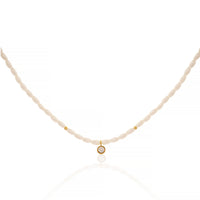 Luxury White Pearl Necklace with Solitaire Cubic Zirconia