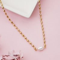Baroque Pearl Pendant with Gold Oval Bead Chain