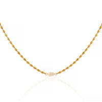 Baroque Pearl Pendant with Gold Oval Bead Chain