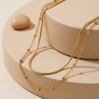 Minimalist Double Layered Gold Chain Necklace