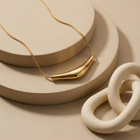Contemporary Arc Pendant on Sleek Snake Chain