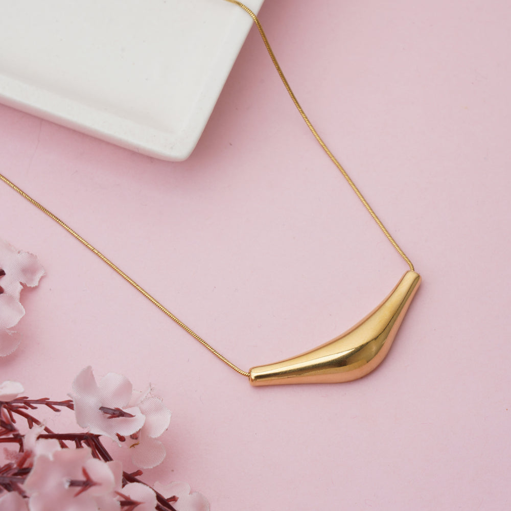 Contemporary Arc Pendant on Sleek Snake Chain