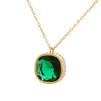 Classic Emerald Green Gemstone Pendant on Link Chain