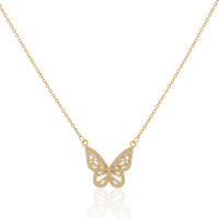 Sparkling Crystal Studded Butterfly Pendant Necklace