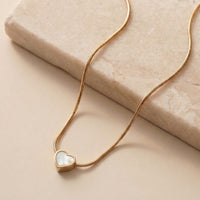 Minimalist Mother of Pearl Heart Pendant Necklace