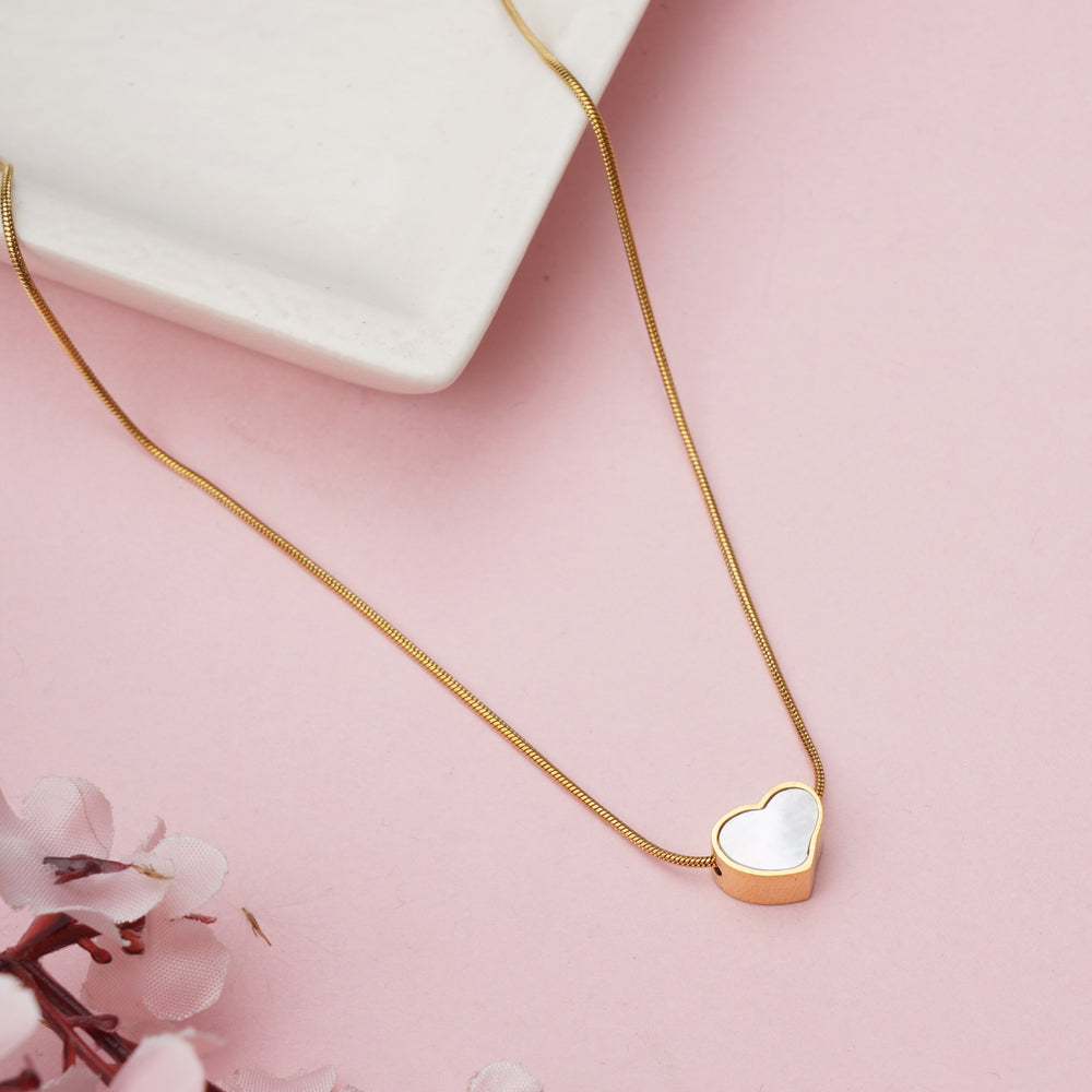 Minimalist Mother of Pearl Heart Pendant Necklace