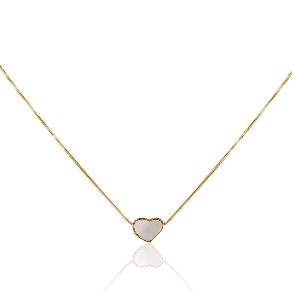 Minimalist Mother of Pearl Heart Pendant Necklace