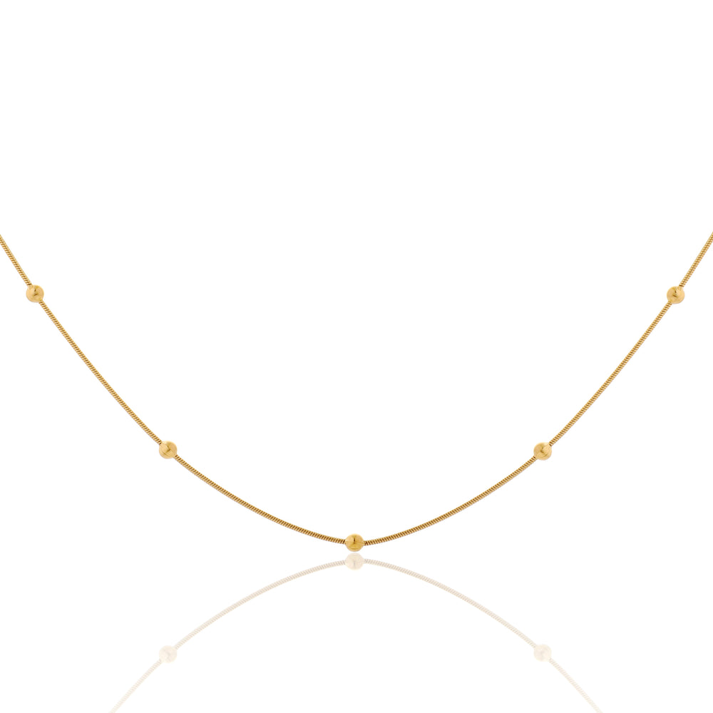 Sleek Gold Bead Snake Chain Necklace