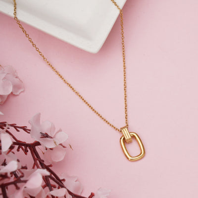 Contemporary Open Oval Link Pendant Necklace - Second Image
