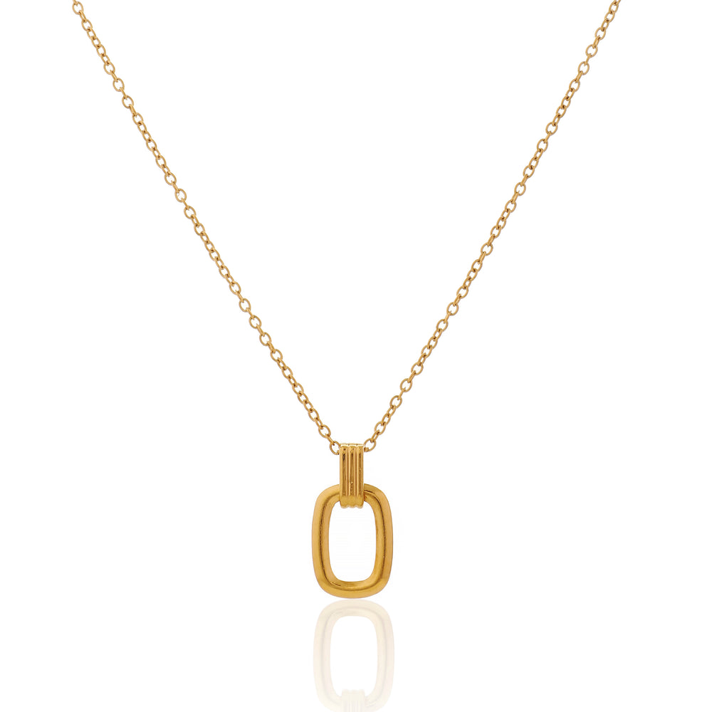 Contemporary Open Oval Link Pendant Necklace