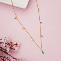Vibrant Multi-Color Rainbow Gemstone Charm Necklace