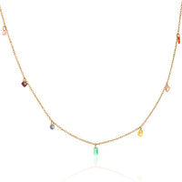 Vibrant Multi-Color Rainbow Gemstone Charm Necklace